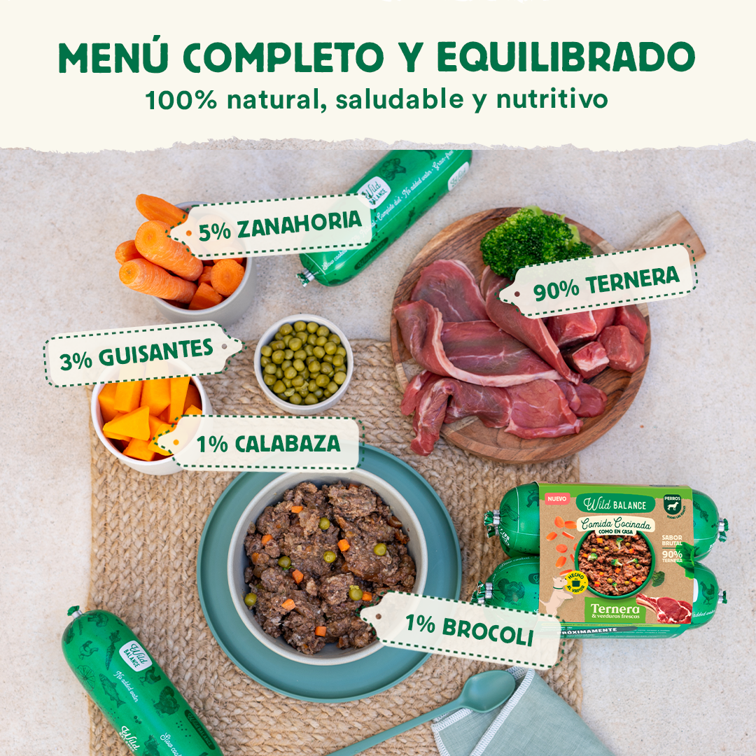 Wild Balance Menú COCINADO de TERNERA con verduras, 1,3 kg para Perros - Imagen 2