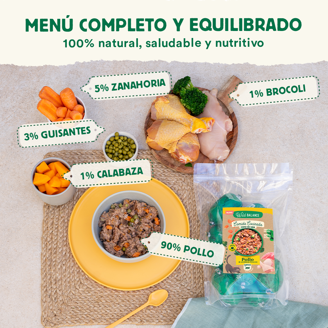Wild Balance Menú COCINADO de POLLO con verduras 1,2 kg para Gatos - Imagen 2