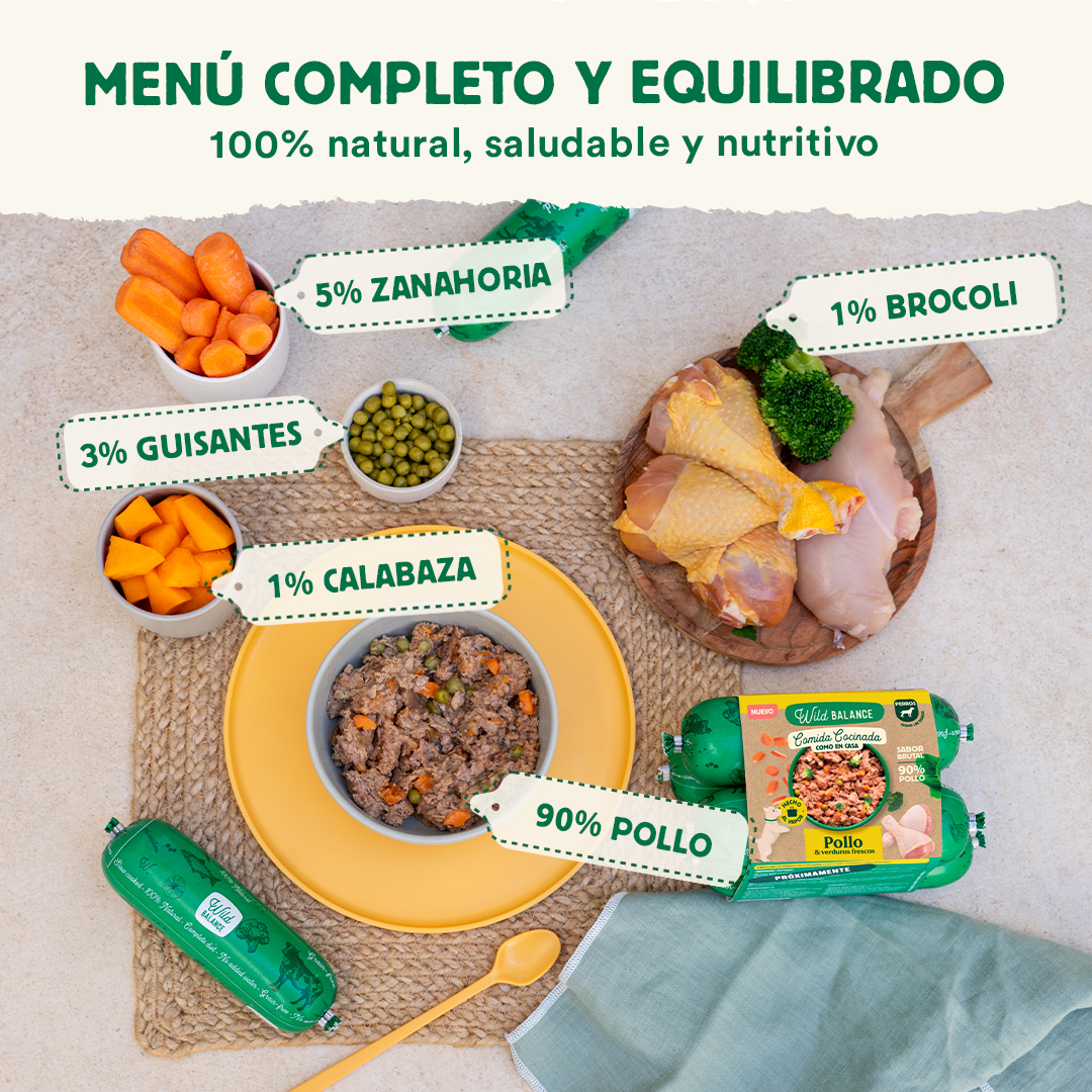 Wild Balance Menú COCINADO de POLLO con Verduras 1,3 kg para Perros - Imagen 2
