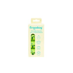 Freedog Bolsas Higiénicas 100% Compostables, Caja 4R/15B T.Única (33x22,5cm) para Perros y Gatos