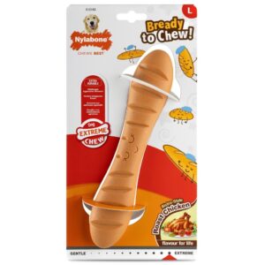 Nylabone Juguete BAGUETTE Masticable Extreme (sabor POLLO) T.L para Perros