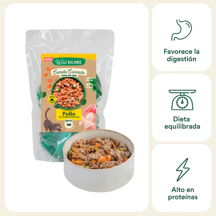 Wild Balance Menú COCINADO de POLLO con verduras 1,2 kg para Gatos - Imagen 4