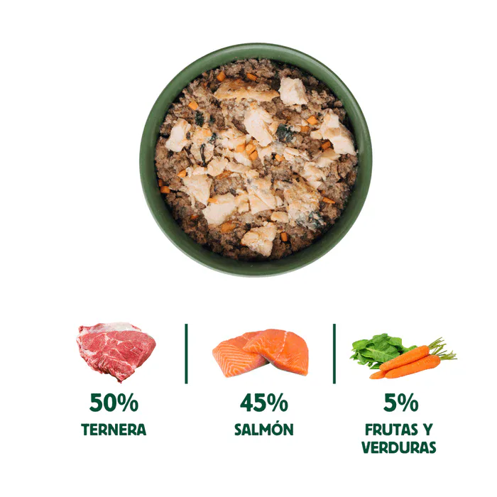 Wild Balance Comida HÚMEDA Completa - LATA SALMÓN y TERNERA con Verduras (Filosofía BARF) 120 para Gatos - Imagen 4