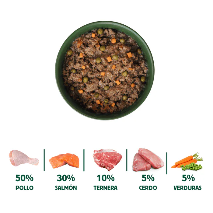 Wild Balance Comida HÚMEDA Completa - LATA Guiso Pescador SALMÓN y CERDO con Verduras (Recetas Chef) 80 g para Gatos - Imagen 3