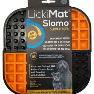 Lickimat Slomo - Comedero Interactivo de Lamido Ed. Especial (Naranja/Negro) 20x20x1,7 cm para Perros
