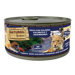 Natural Greatness Lata PAVO y SALMÓN con calabaza y arándanos 185 g para Gatos