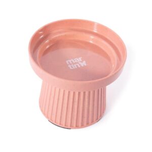 Martin Comedero Elevado - Plato Hondo Melamina (Base:8,5 cm alto/Plato:15 cm diámetro) Salmón 150 ml para Gatos