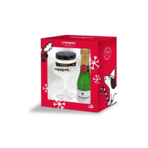 Yogupet Box Navidad FIN DE AÑO: 1 CheersPet (kefir Cabra) + Copa Brindis + UvasPet (Snacks) para Perros y Gatos