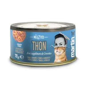 Martin Lata Estofado de ATÚN Y GAMBAS (Alimento Completo Húmedo) 70 g para Gatos