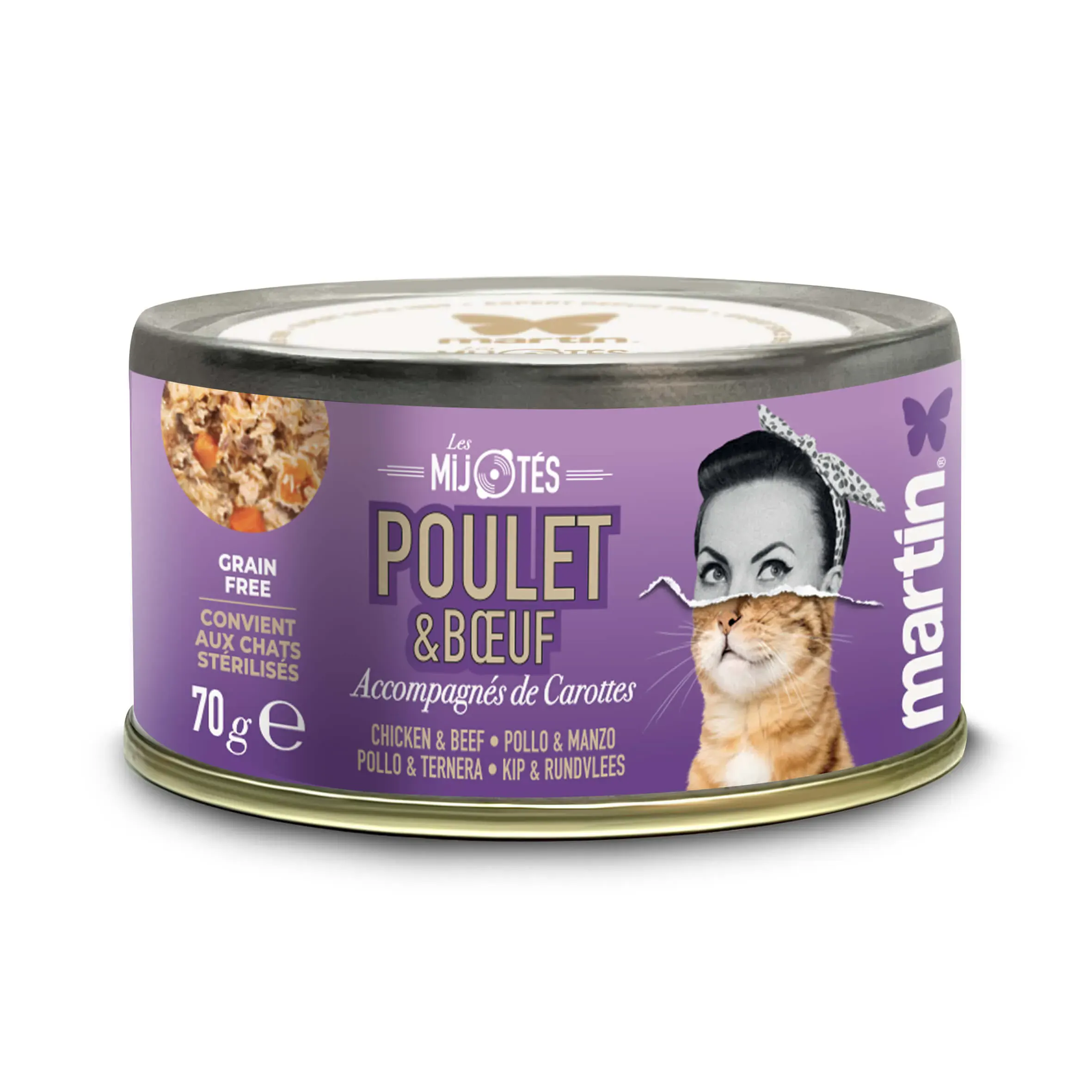 Martin Lata Estofado de POLLO Y TERNERA (Alimento Completo Húmedo) 70 g para Gatos