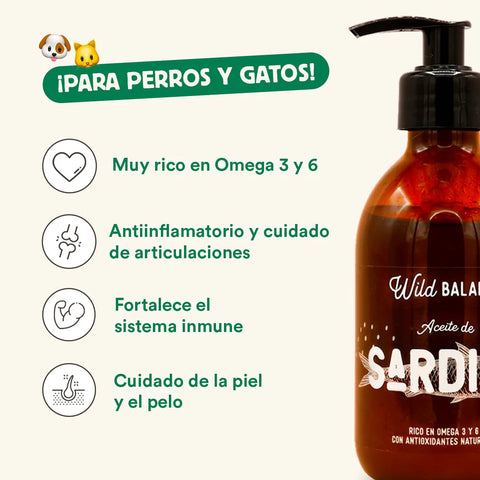 Wild Balance Suplemento Aceite SARDINA al Natural 250 ml para Perros y Gatos - Imagen 3