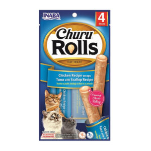 Inaba CHURU Rolls/Rulos ATÚN CON VIEIRA (Tuna with Scallop) 56 g, Snack cremoso para Gatos