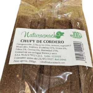 Naturasnack Snacks Tiras/Chupy de CORDERO 200 g para Perros