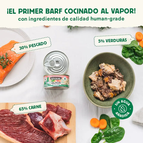 Wild Balance Comida HÚMEDA Completa - LATA SALMÓN y TERNERA con Verduras (Filosofía BARF) 120 para Gatos - Imagen 3
