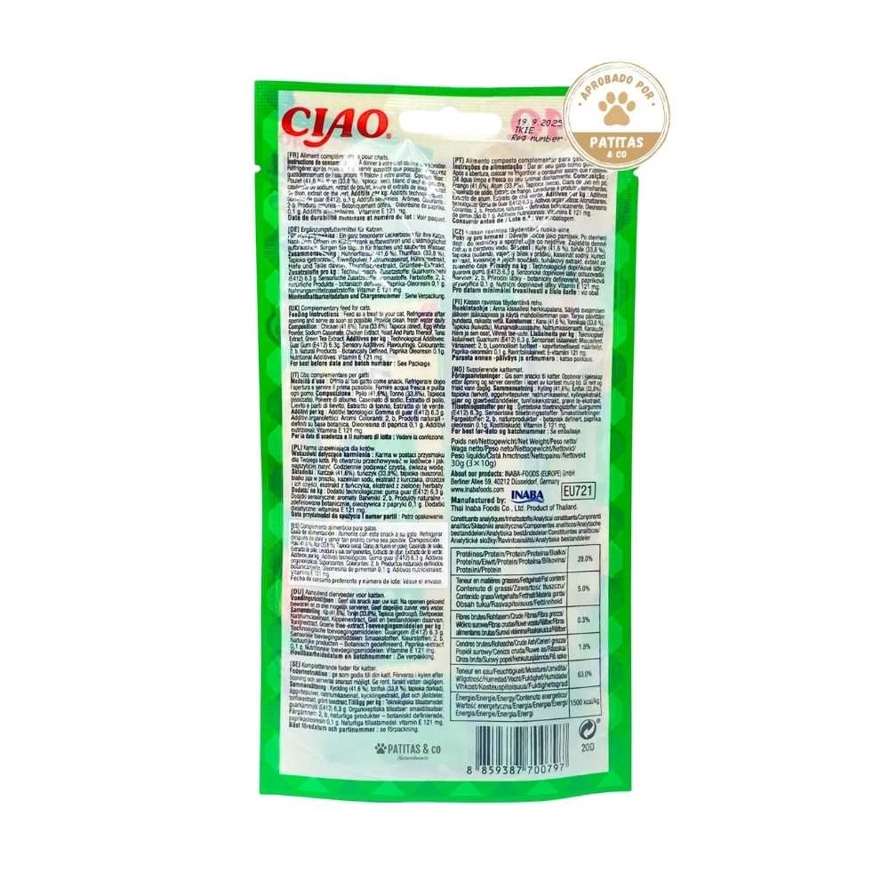 Inaba CHURU Bocaditos ATÚN 30 g, Snack cremoso para Gatos - Imagen 2