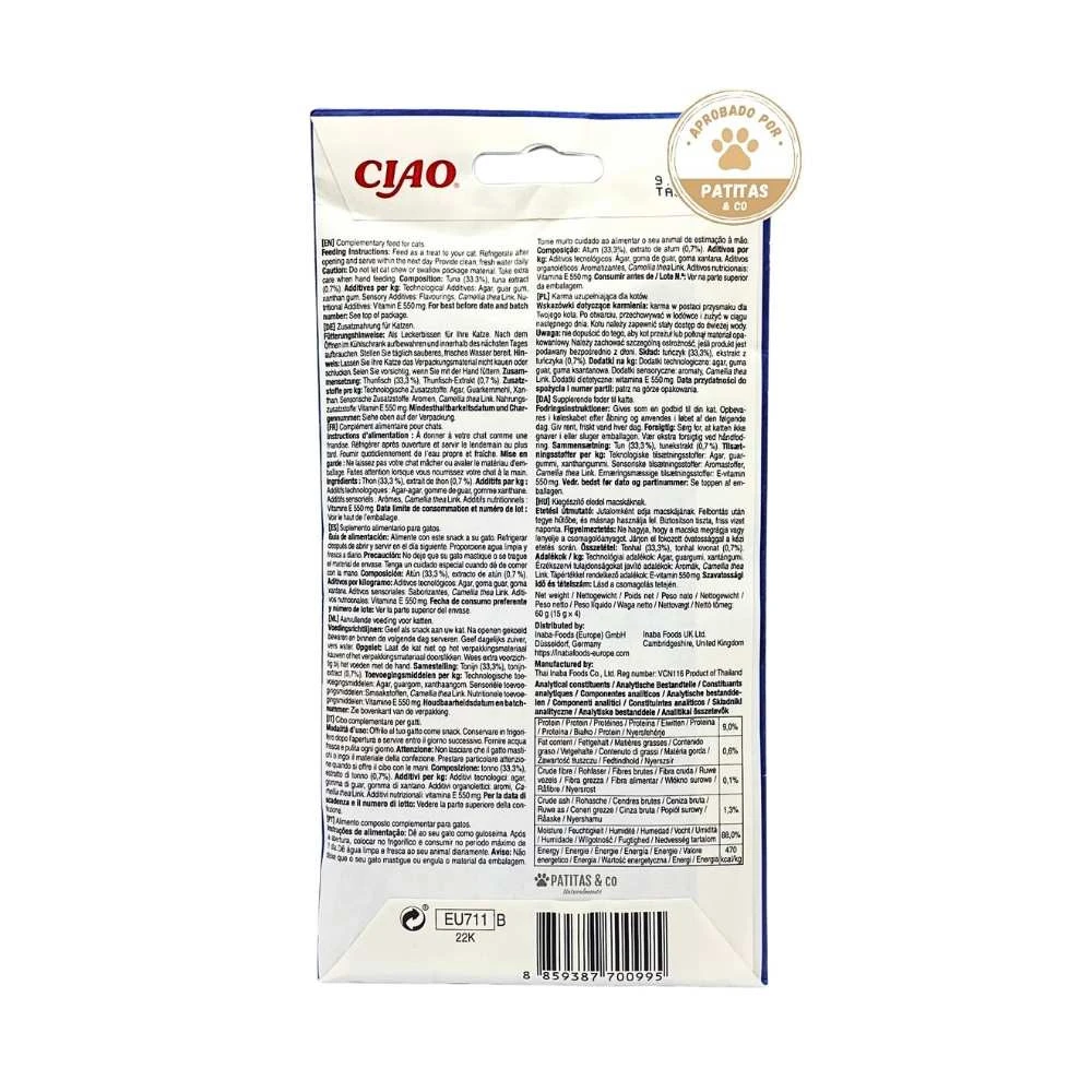 Inaba CHURU Pops ATÚN (Tuna) 60 g, Snack cremoso para Gatos - Imagen 2