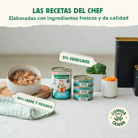 Wild Balance Comida HÚMEDA Completa - LATA Estofado Mercado con PAVO Y TERNERA con Verduras (Recetas Chef) 80 g para Gatos - Imagen 2