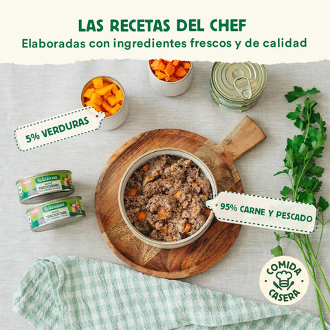 Wild Balance Comida HÚMEDA Completa - LATA RAGUT Tradicional TERNERA y POLLO con Verduras (Recetas Chef) 80 g para Gatos - Imagen 2