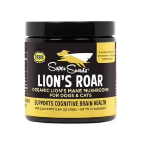 Super Snouts Suplemento Melena León (Lion's Roar) - Claridad Mental y Sist. Inmune 75 g para Perros y Gatos