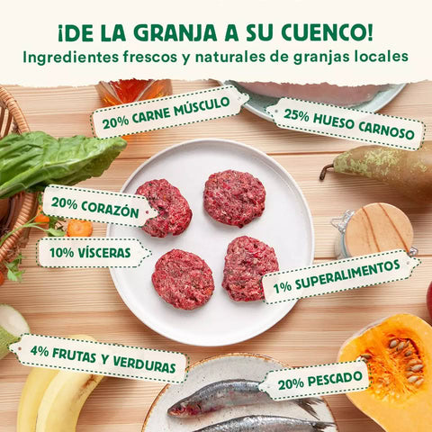 Wild Balance Menú BARF de BOQUERÓN Y SARDINA con Pavo y Verduras 1 kg para Gatos - Imagen 2