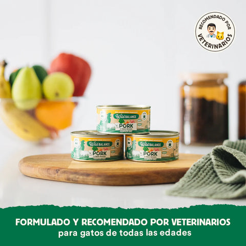 Wild Balance Comida HÚMEDA Completa - LATA CERDO y Verduras (Filosofía BARF) 120 g para Gatos - Imagen 2