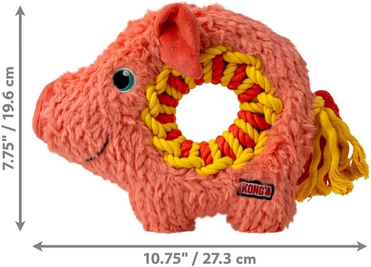 Kong Ringaroos Peluche Cerdo (Pig) con Aro de Cuerda T.M para Perros - Imagen 2