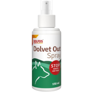 Dolfos Dolvet Out Spray - Protección / Repelente Externo Natural contra Insectos y Garrapatas (150 ml) para Perros y Gatos