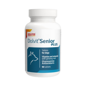 Dolfos Dolvit Senior Plus – Suplemento Natural Multivitamínico Revitalizante  y Articular con Ginseng (90 comp./ 140 g) para Perros Senior