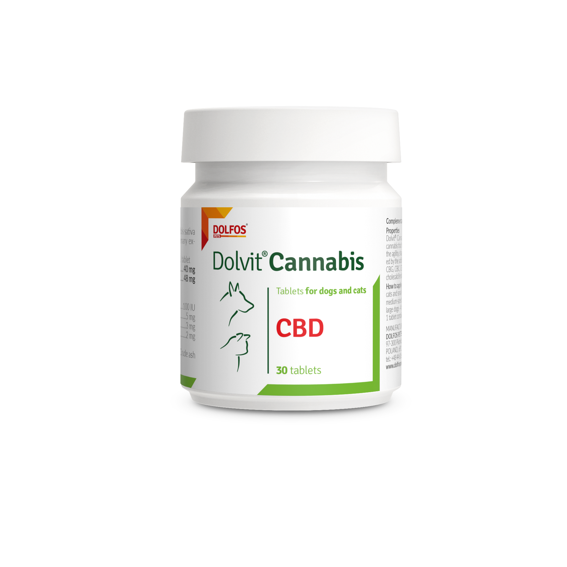 Dolfos Dolvit Cannabis - Suplemento Natural Cáñamo (CBD) Relajación y Bienestar (30 comp) para Perros y Gatos