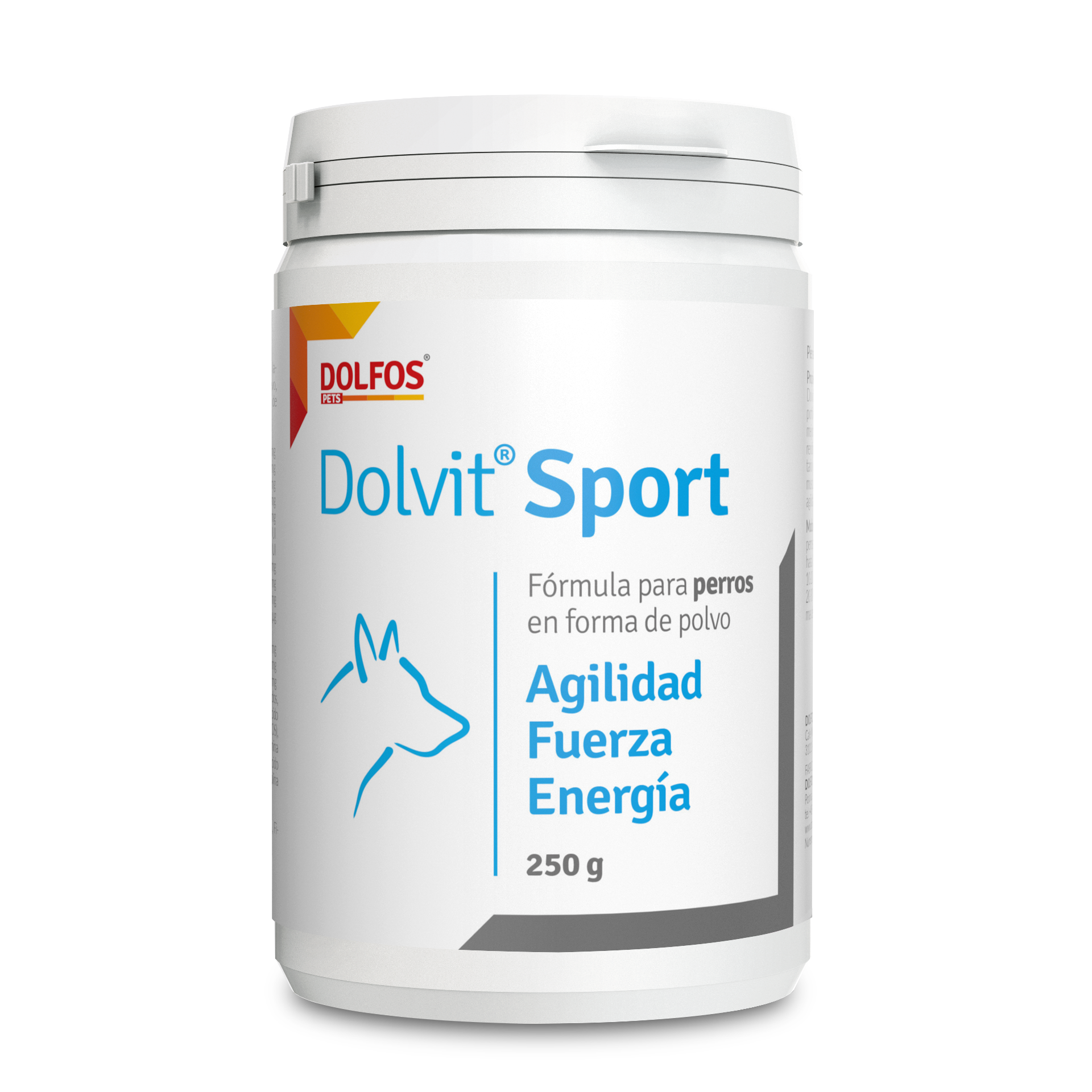 Dolfos Dolvit Sport - Suplemento Natural Agilidad y Energía con L-Carnitina/Arginina y HMB (250 g en polvo) para Perros Deportistas