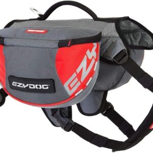 Ezydog Mochila Summit con Soporte de Pecho y Alforjas Roja y Gris para Perros