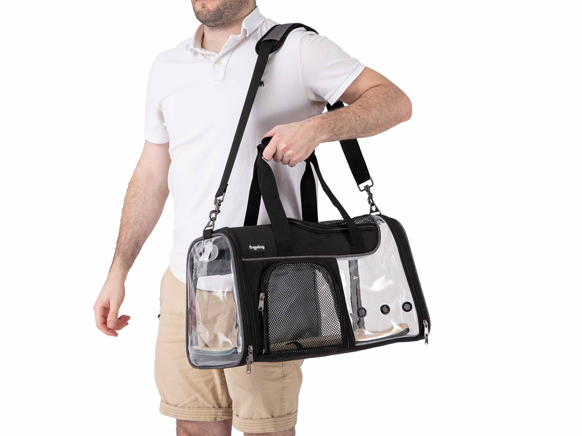 Freedog TRANSPORTÍN Transparente JFK T.Única (49x29x29cm) para Perros y Gatos - Imagen 4