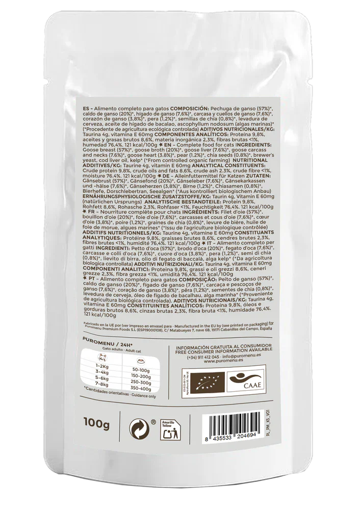 Puromenu Sobre GANSO (Zarpitas de amor) 100 g para Gatos - Imagen 2