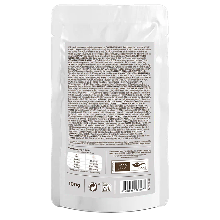 Puromenu Sobre PAVO Y SALMÓN (Michi Mimos) 100 g para Gatos - Imagen 3