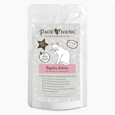 Puromenu Sobre VACUNO (Bigotes Felices) 100 g para Gatos de Puro Menú disponible en Emperrados para cuidar a tu peludo.