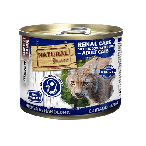 Natural Greatness Lata POLLO Y VACUNO Vet Renal 200 g para Gatos de Natural Greatness disponible en Emperrados para cuidar a tu peludo.