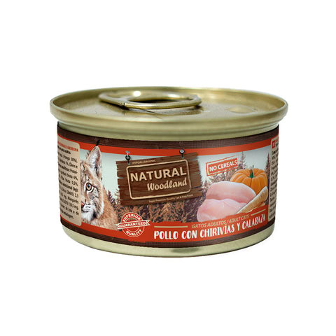 Natural Woodland Lata POLLO con chirivía y Calabaza 85 g para Gatos de Natural Greatness disponible en Emperrados para cuidar a tu peludo.