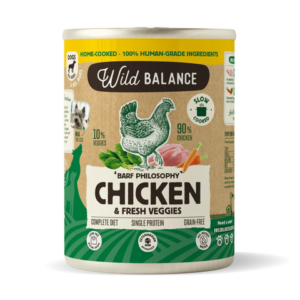 Wild Balance Lata POLLO y Verduras (Comida Cocinada Húmeda-Filosofía BARF) 400 g para Perros de Wild Balance disponible en Emperrados para cuidar a tu peludo.