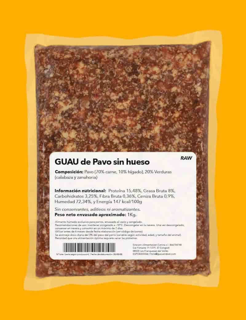 GuauandCat Menú BARF Pavo Sin Hueso para Perros - Imagen 2