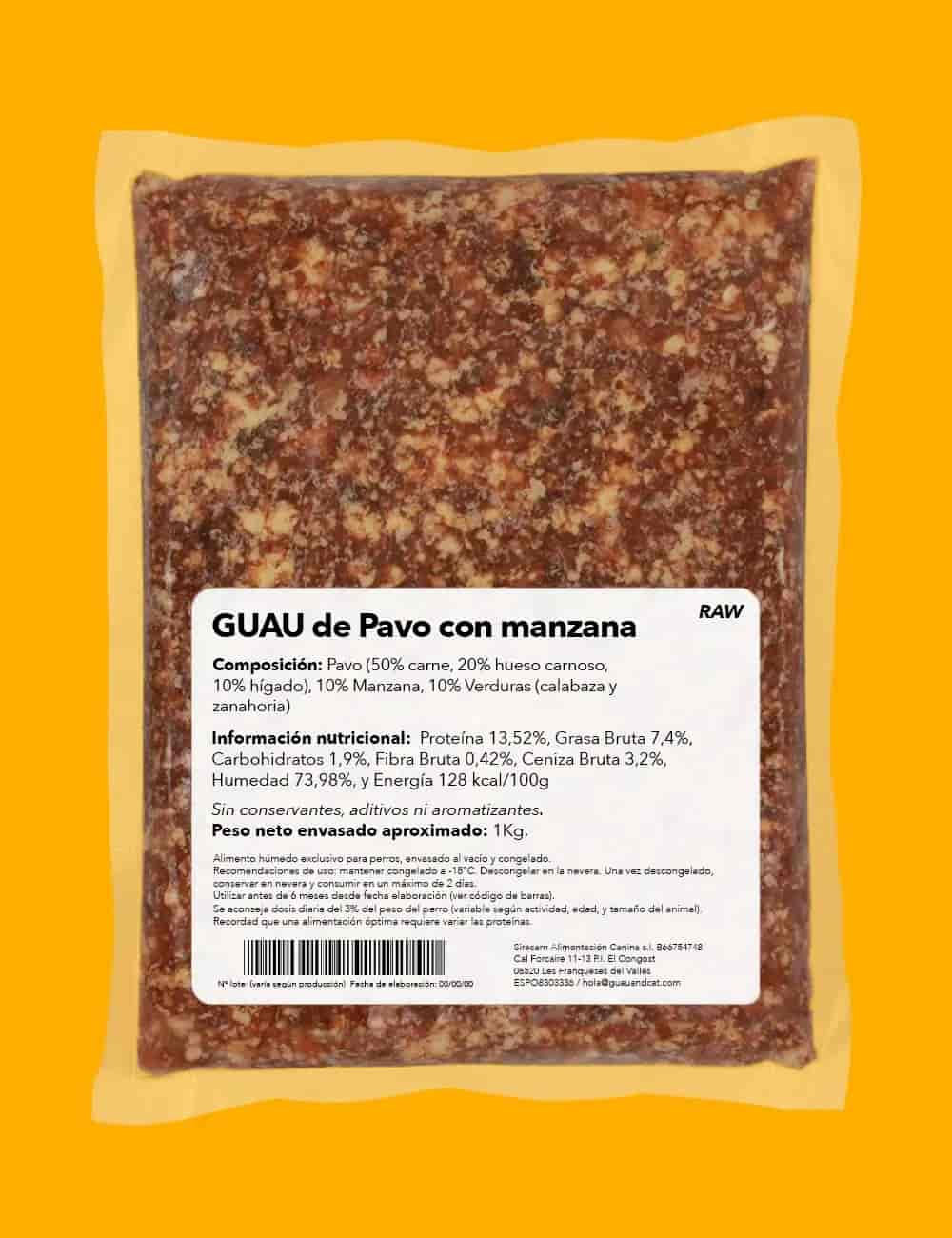 GuauandCat Menú BARF Pavo con manzana para Perros - Imagen 2