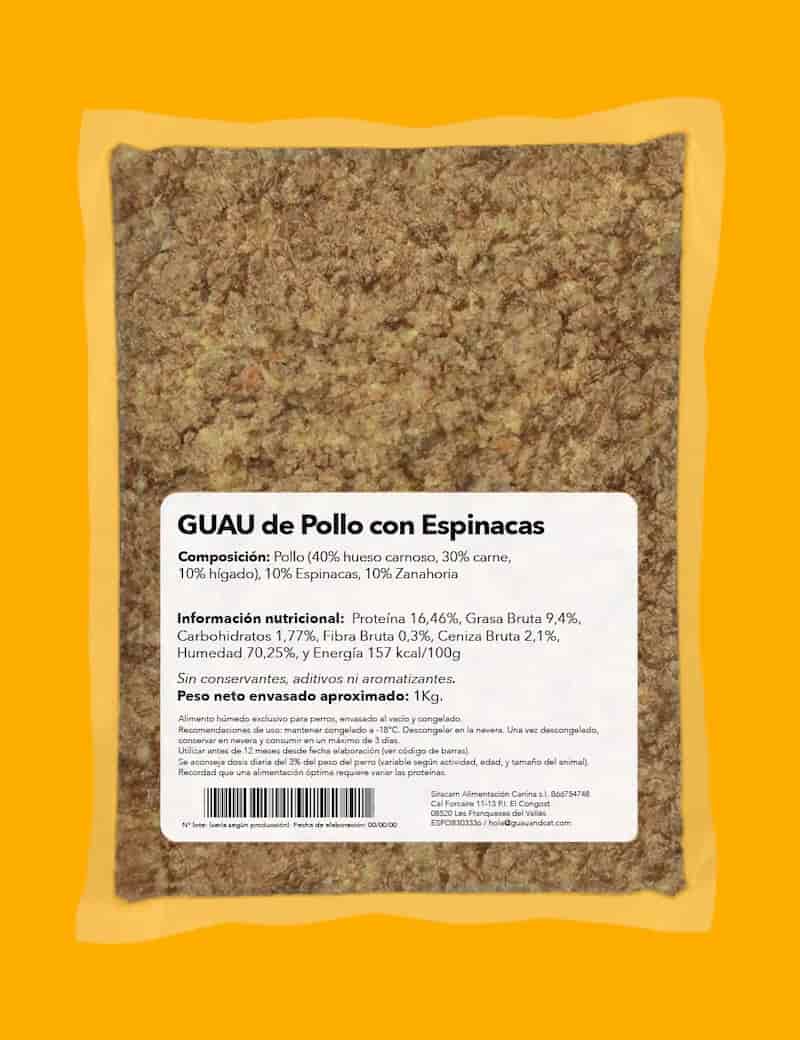 GuauandCat Menú COCINADO Pollo con Espinacas para Perros - Imagen 2