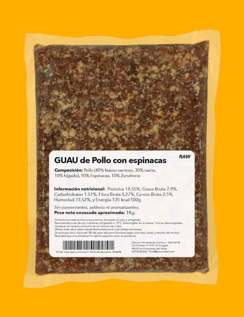 GuauandCat Menú BARF Pollo con Espinacas para Perros - Imagen 2