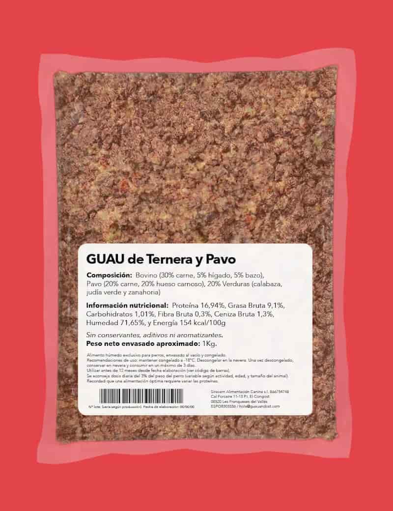 GuauandCat Menú COCINADO Ternera y Pavo para Perros - Imagen 2