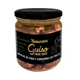 Naturextra Guiso PAVO Y CORAZONES DE POLLO 170 g para Gatos de Naturextra disponible en Emperrados para cuidar a tu peludo.