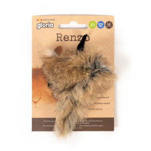 Gloriapets Juguete Rata RENZO de Piel Natural de Conejo (con sonido) para Gatos de Gloriapets disponible en Emperrados para cuidar a tu peludo.