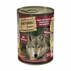 Natural Greatness Lata CONEJO con venado, zanahorias, aceitunas y amaranto 400 g para Perros de Natural Greatness disponible en Emperrados para cuidar a tu peludo.