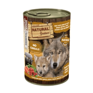 Natural Greatness Lata VACUNO con cerdo ibérico, judías verdes, boniato y arándanos (Puppy & Adult) 400 g para Perros de Natural Greatness disponible en Emperrados para cuidar a tu peludo.