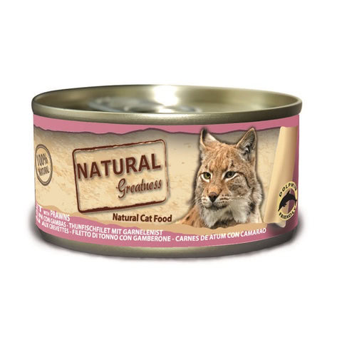 Natural Greatness Lata ATÚN CON GAMBAS 70 g para Gatos de Natural Greatness disponible en Emperrados para cuidar a tu peludo.