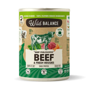 Wild Balance Lata TERNERA y Verduras (Comida Cocinada Húmeda-Filosofía BARF) 400 g para PERROS de Wild Balance disponible en Emperrados para cuidar a tu peludo.