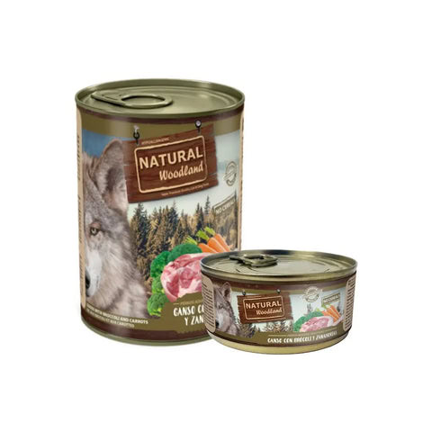 Lata de comida para perros Natural Woodland sabor ganso con brócoli y zanahorias